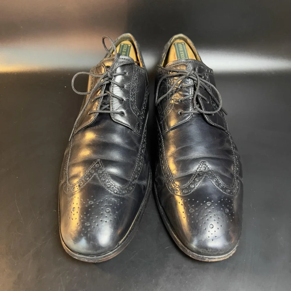Cole Haan Wingtip‎ Oxford Black Leather Dress Shoes Mens 9.5